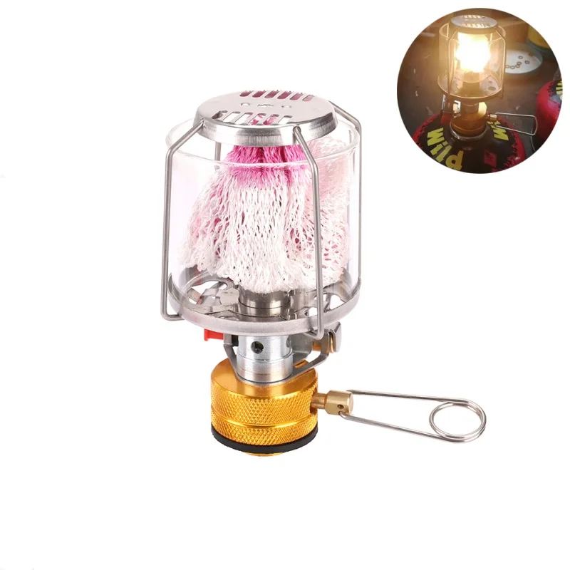 

Outdoor Gas Lantern Mini Windproof Tent Lighting Lamp Portable Gas Burner Dreamlike Candlelight Lamp Portable Camping Lighting