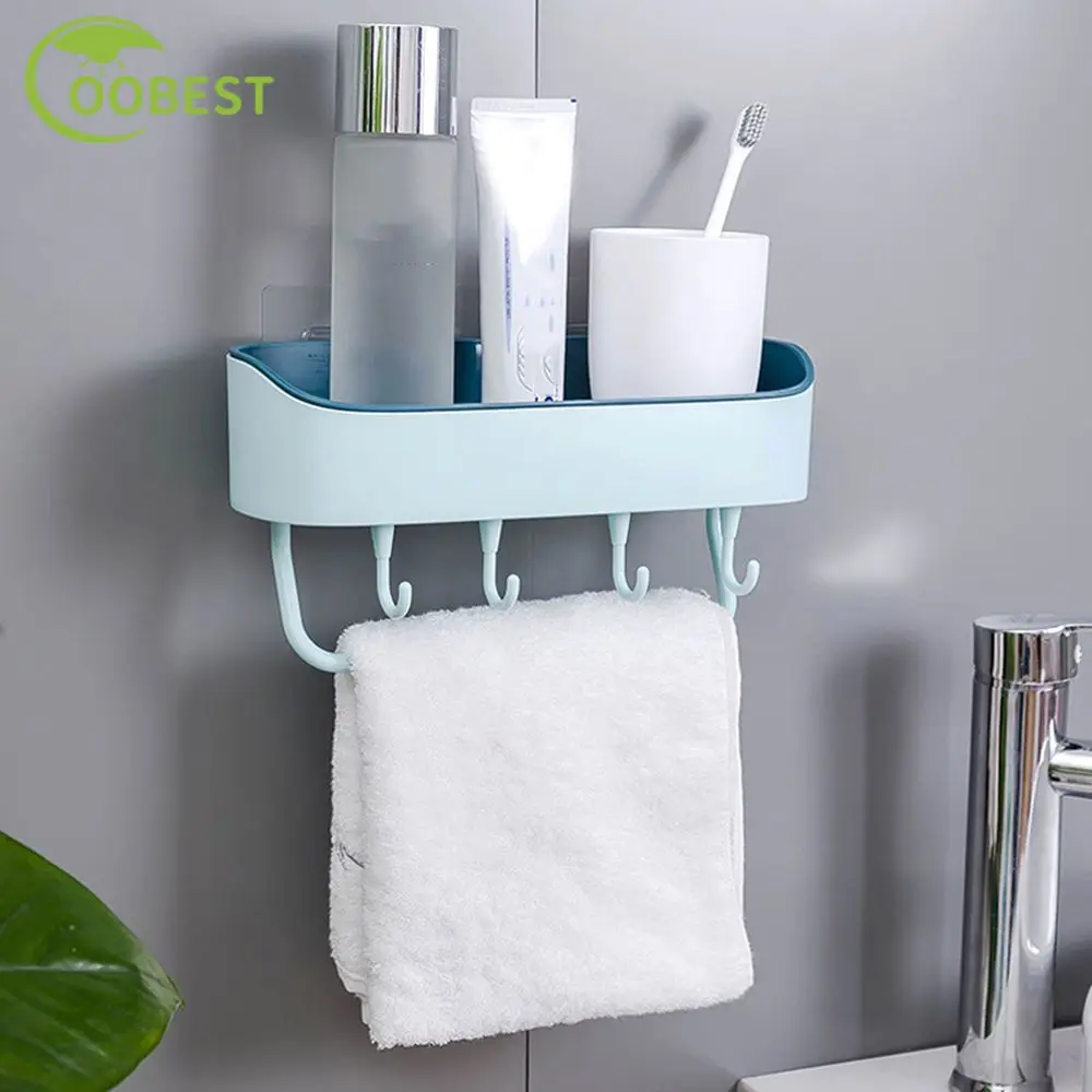 

Punch-free Bathroom Plastic Shelf Non-slip Drain Multifunctional Storage Shelf Kitchen Accessories Bathroom Tools Hot New