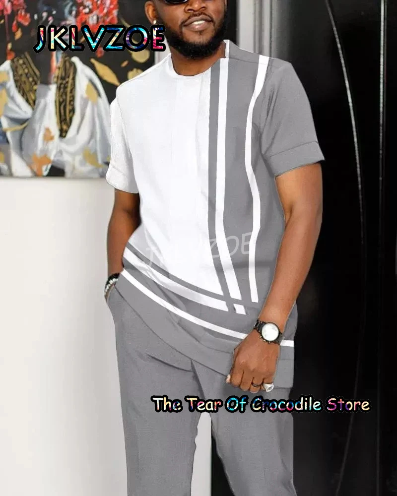 Men's Trousers T Shirt 2 Piece Sets Short Sleeve Tee+Long Pants Suit Men Tracksuit 3D Printed Oversized Summer Streetwear Clothe