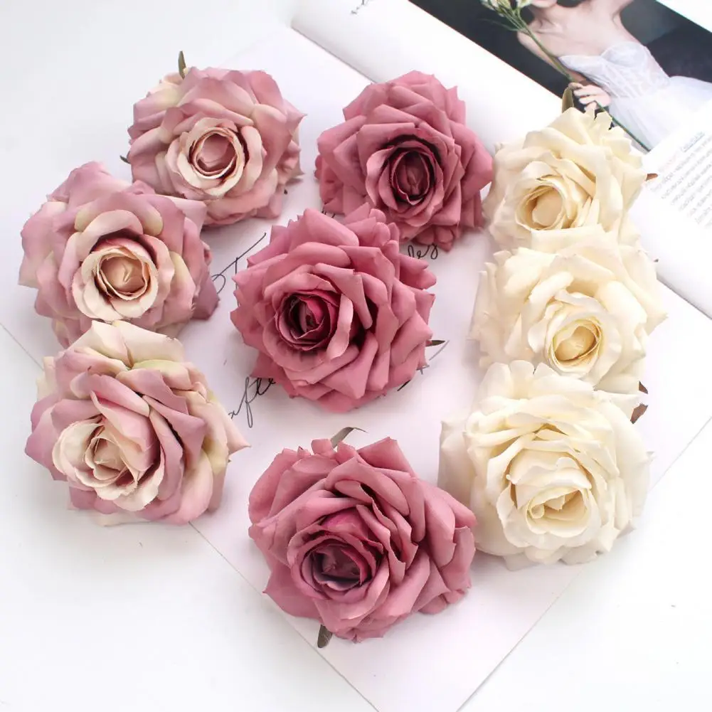 

10 шт. декоративная имитация головки цветка фантастическое широкое применение искусственный цветок стол центральные части искусственная головка розы
