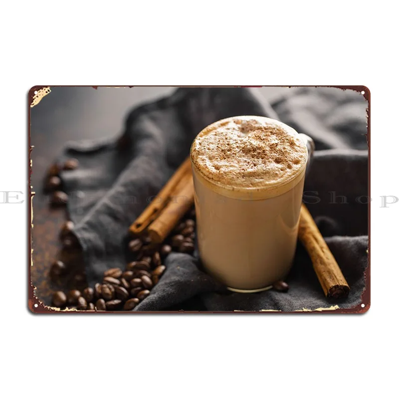 

Кофе с корицей металлическая вывеска для творчества винтажный Настенный декор печатная стена жестяной знак паба постер