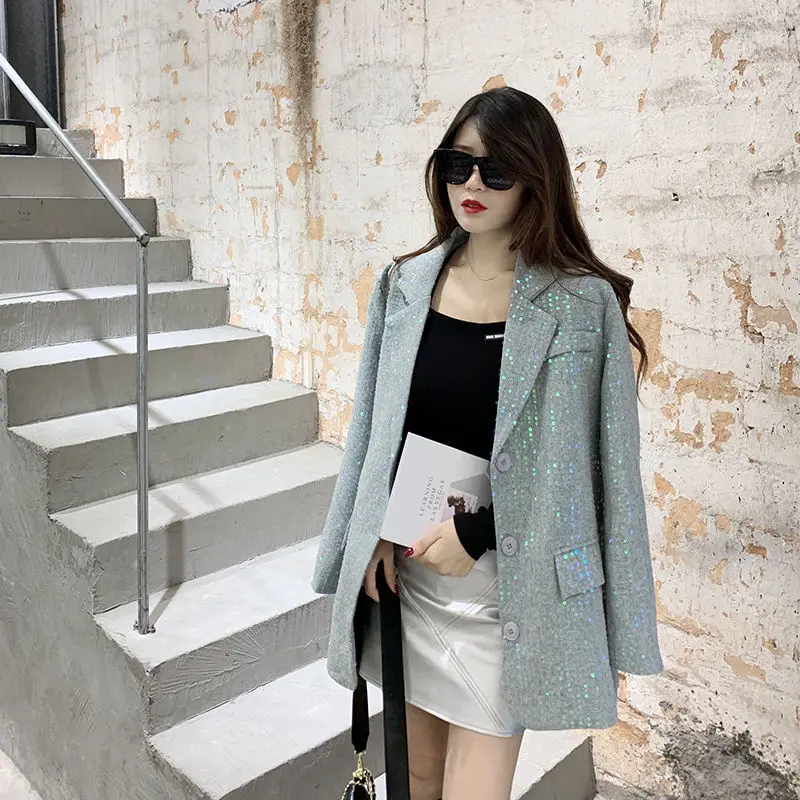 

2022 New Spring Autumn Fashion Women's Office Blazer Long Sleeve Casual Elegant Silm Solid Suit Jacket Clothing Tops T91