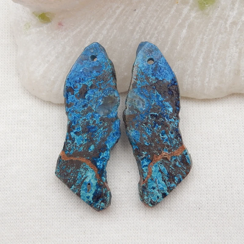 

Jewelry accessories Semiprecious stone jewelry,birthday gift.Chrysocolla Earrings Beads28x15x4mm6g