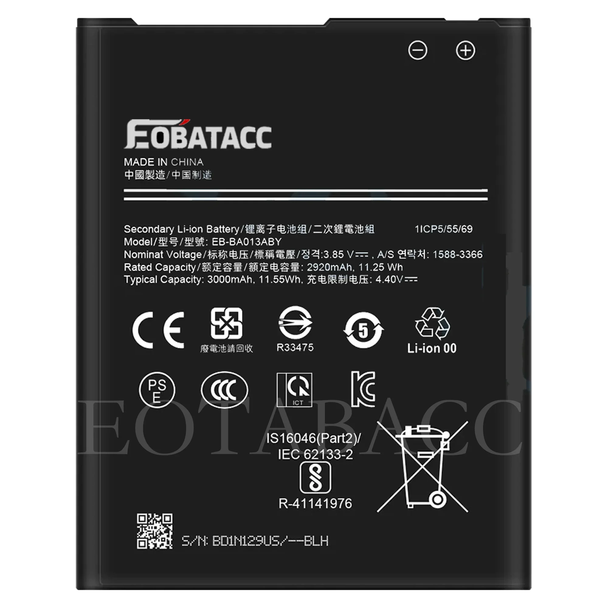 EOTABACC Новый 100% высококачественный аккумулятор EB-BA013ABY для мобильного телефона Samsung