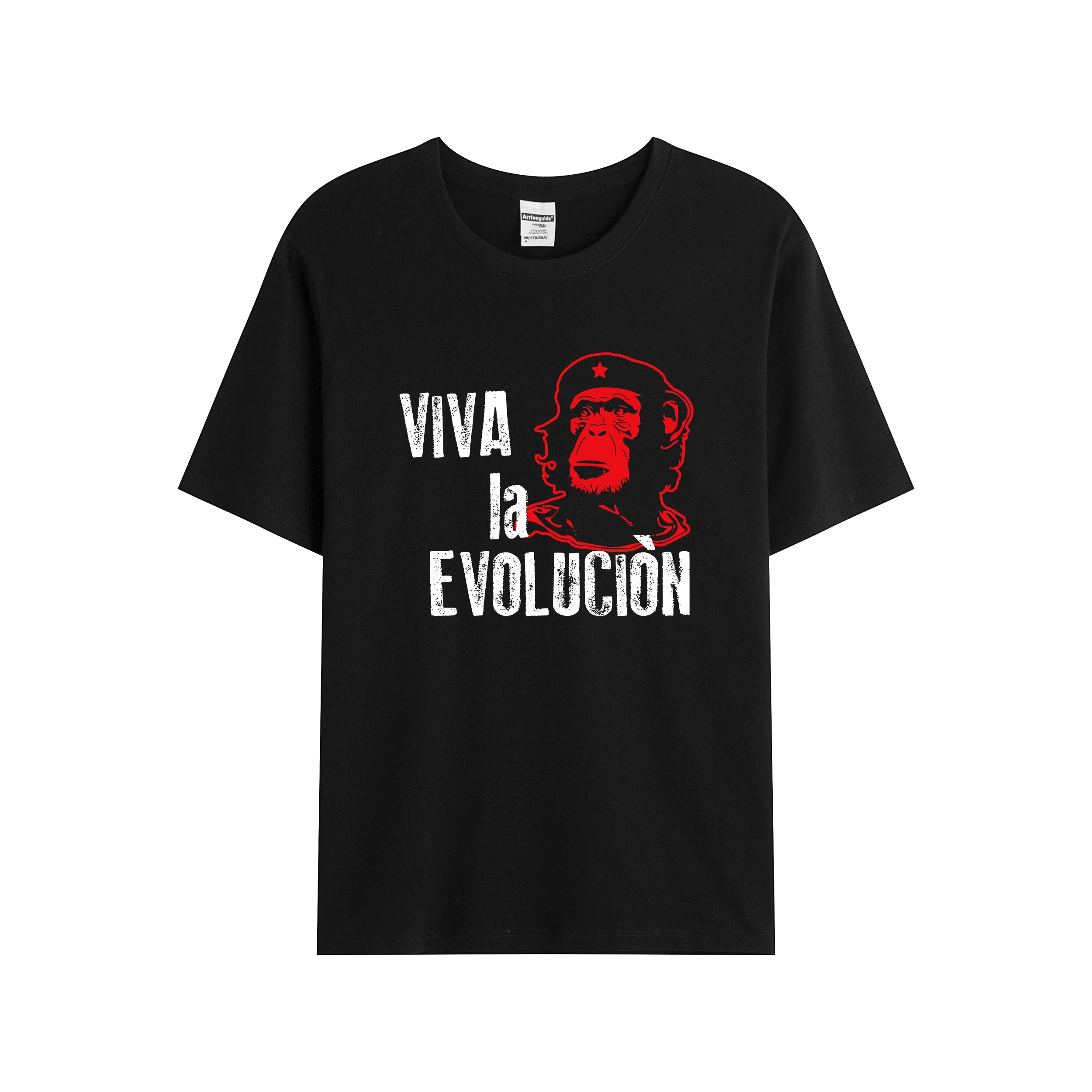 

2021 Men/Women's Summer Black Street Fashion Hip Hop Viva La Evolucion! Che Guevara T-shirt Cotton Tees Short Sleeve Tops