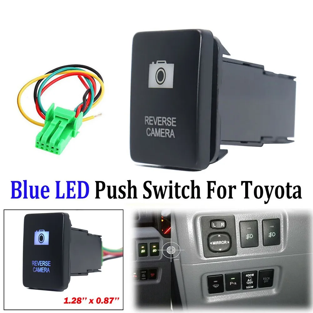 

Car Switch Parts Blue Reverse Camera Push Button Switch For Toyota Land Cruiser 2008-2017 DC 12V Plastic Car LED Push Switch