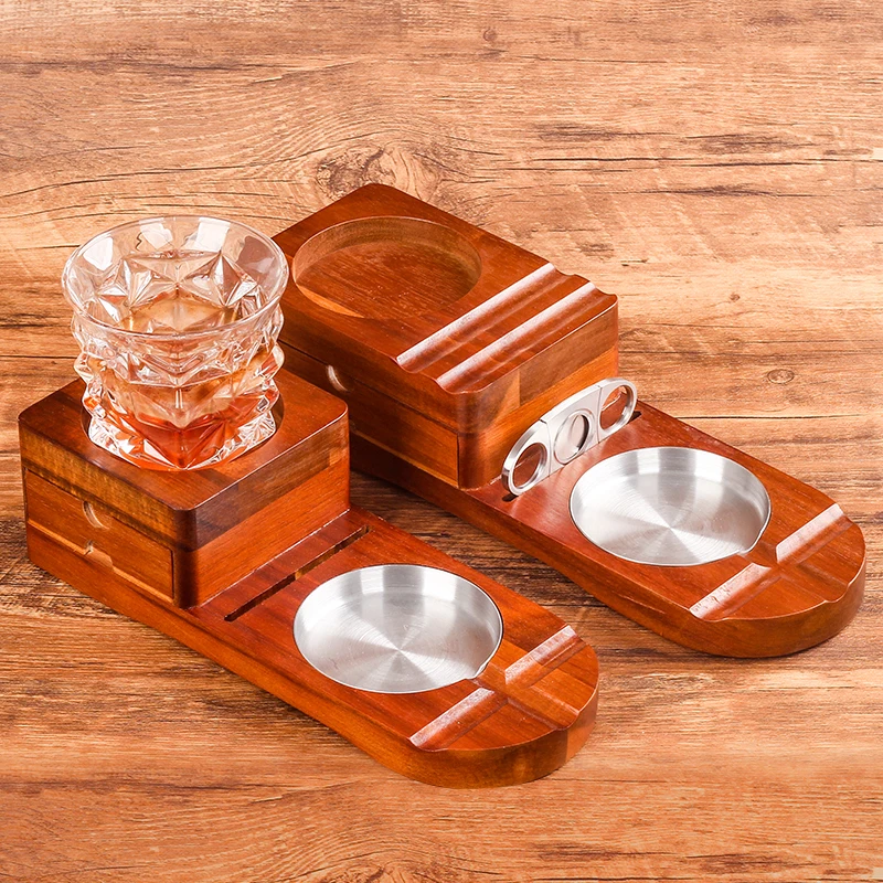 Новая портативная деревянная настольная пепельница для сигар и виски из
