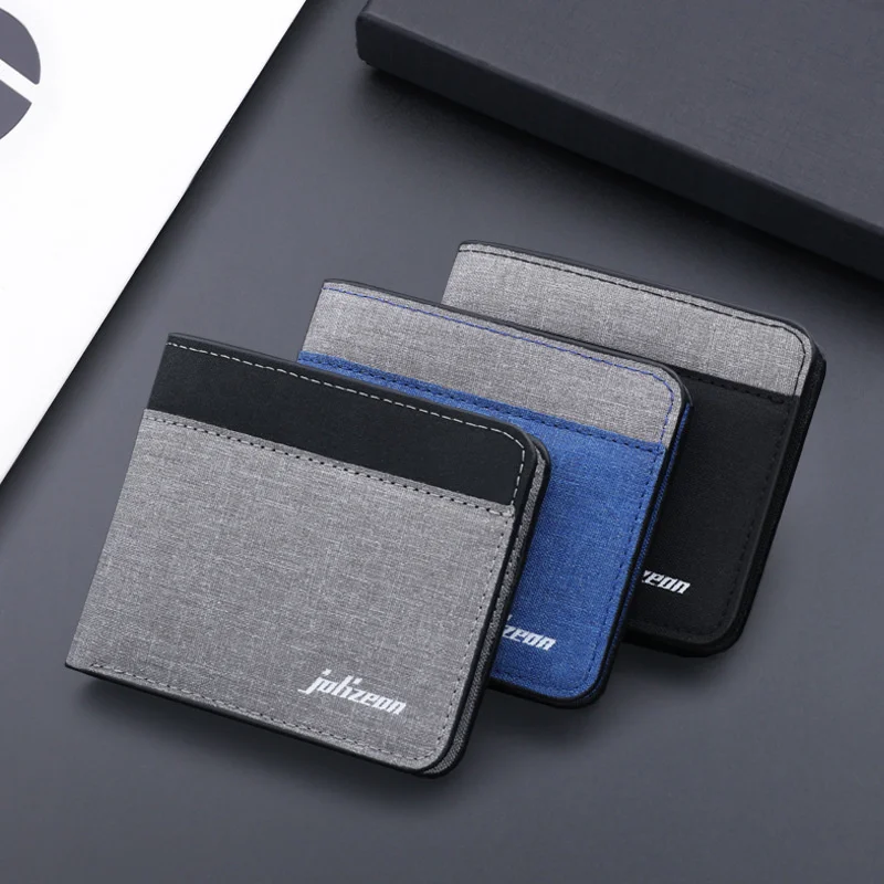 

Men Fashion Canvas Wallet Short Purse Credit Card Case Bag Black/blue/gray Card Holder Wallet Male Money Bag 2023 bank Holder