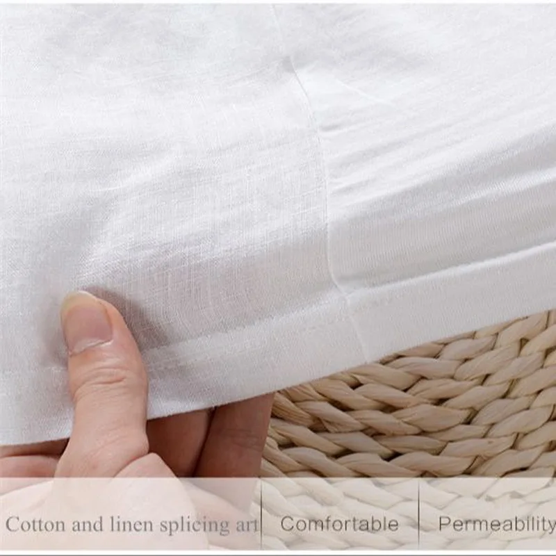 Футболка мужская эластичная из дышащего льна брендовая Повседневная рубашка с