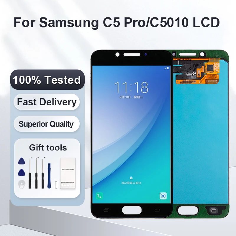 

1Pcs 5.2 Inch C5010 Display For Samsung Galaxy C5 Pro Lcd Touch Screen Digitizer C5010 C5018 Assembly Free Shipping With Tools