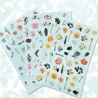 1pcs ink dried flower nail art sticker rosebird design nails decal decorations 3d adhesive manicure floral slider decals810cm