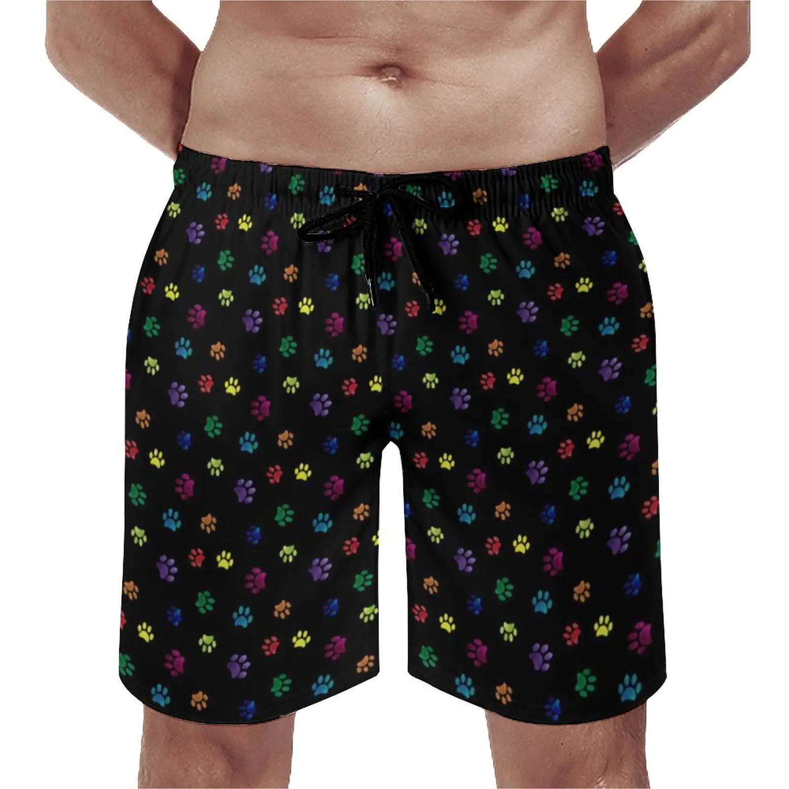 

Colorful Dog Paw Board Shorts Rainbow Paws Print Males Pattern Board Short Pants Hot Printing Large Size Swimming Trunks