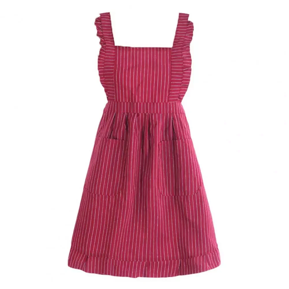 

Cleaning Apron Good Striped Dress Format Gardening Chef Kitchen Apron for Manicure Store