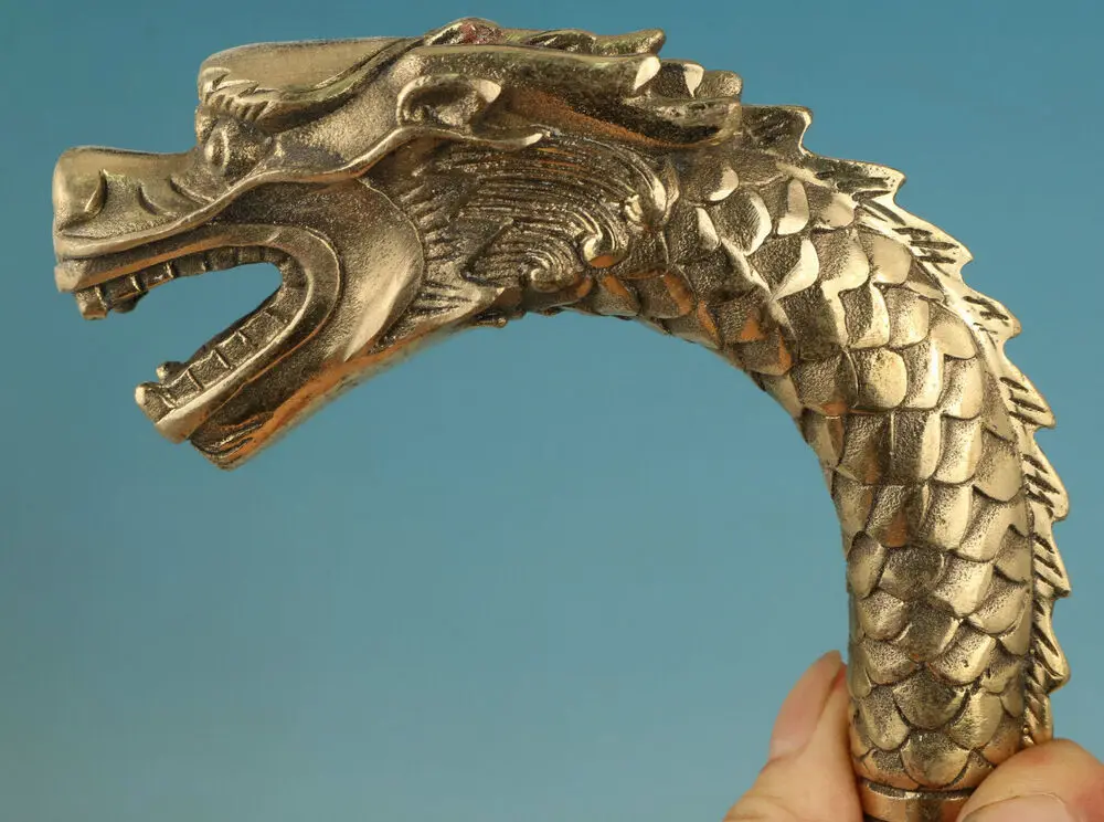 Азиатская старинная медная резная статуя горячего дракона