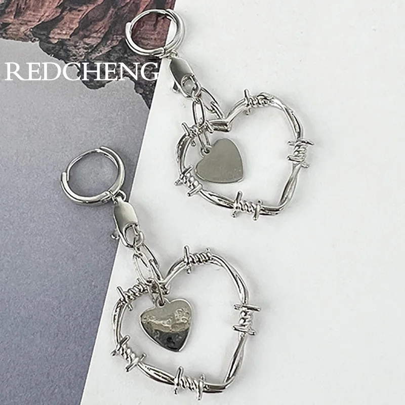 

Серебряные серьги Redcheng в форме сердца для женщин, предотвращающие аллергию, новые модные милые простые серьги для помолвки, ювелирные издел...