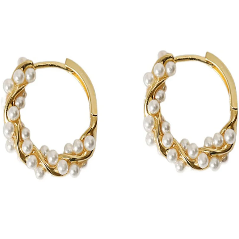 

PTQASP 2023 Korean New Simple Temperament Circle Pearl Earrings Fashion Small Versatile Earrings Women's Jewelry