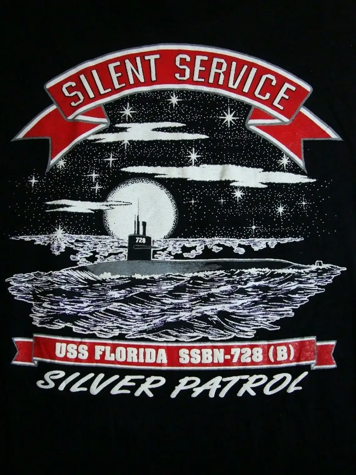 Винтажная футболка Silent Service Silver Patrol USS Florida SSBN-728 Submarines, 100% хлопок, повседневная мужская футболка с круглым вырезом и коротким рукавом (art.: 3920cd2660bd3) - 3920cd2660bd3