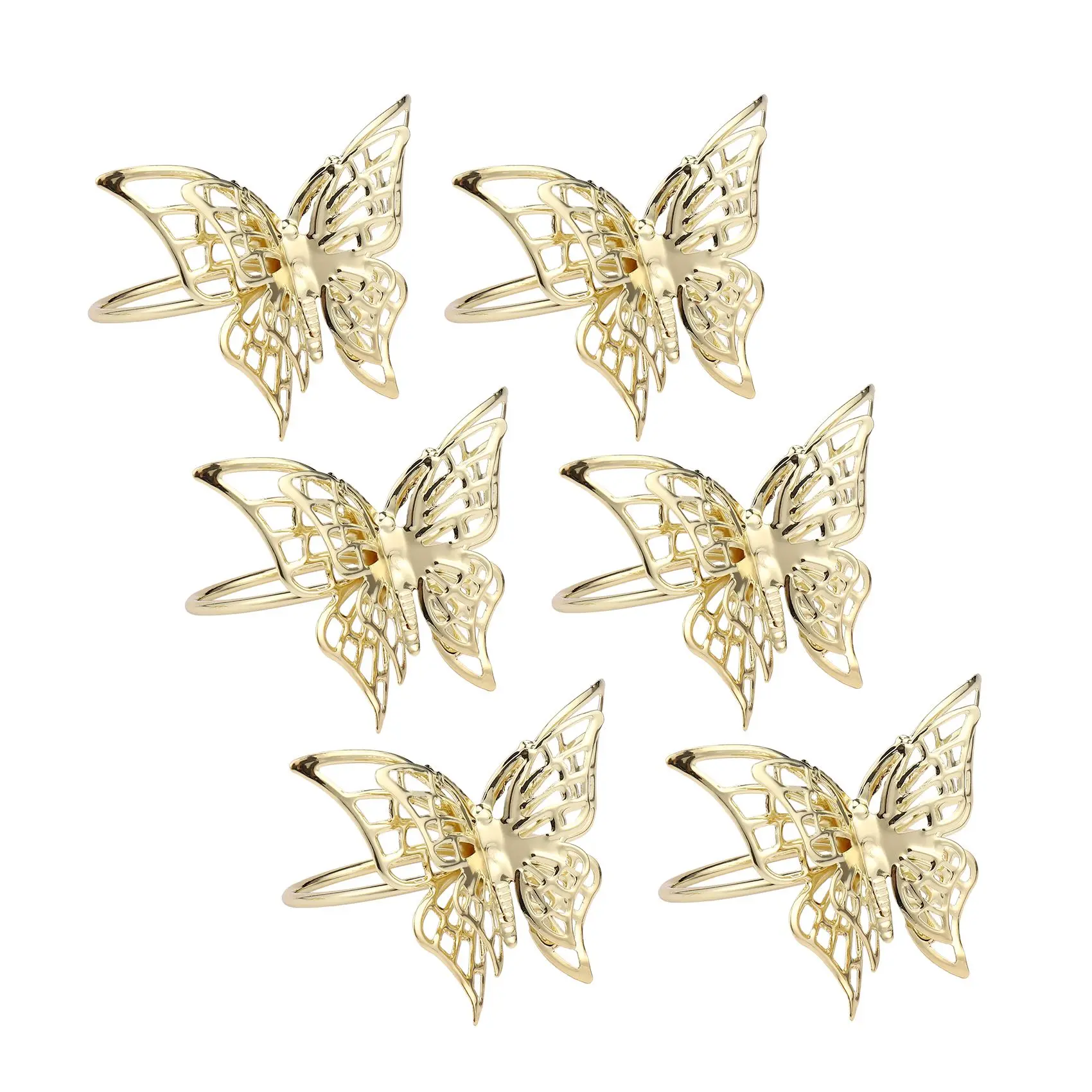 

6Pcs Golden Butterfly Napkin Ring Napkin Buckle Restaurant Napkin Ring Plating Towel Buckle Hotel Table Decoration