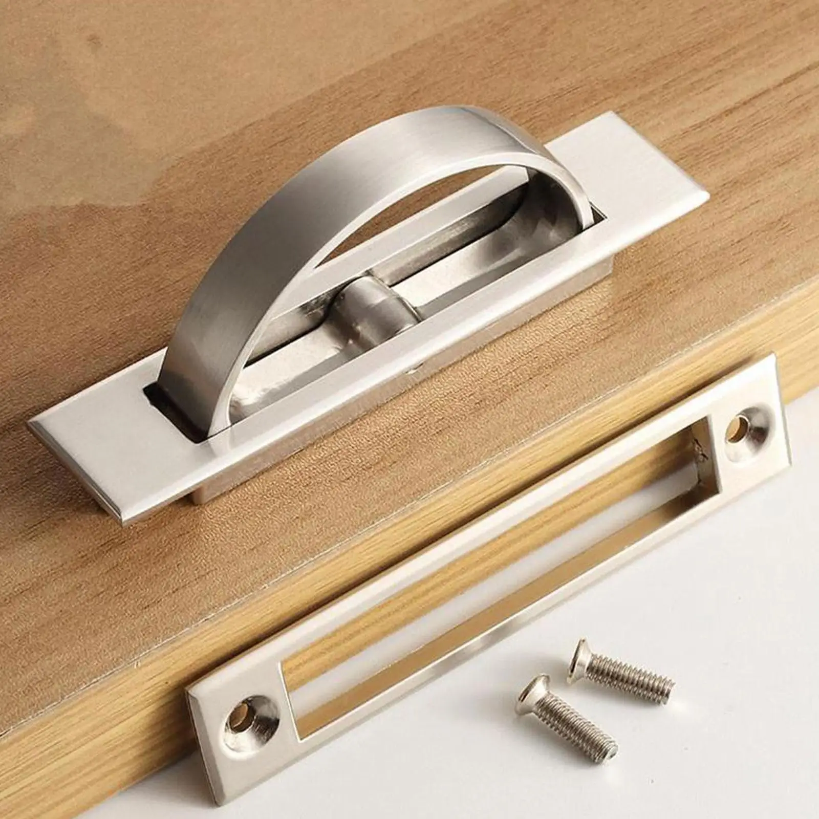 

85mm Tatami Hidden Door Handle Pearl Nickel Zinc Alloy Furniture Cover Recessed Pulls Cabinet Flush Floor Hardware Handle H U5g3