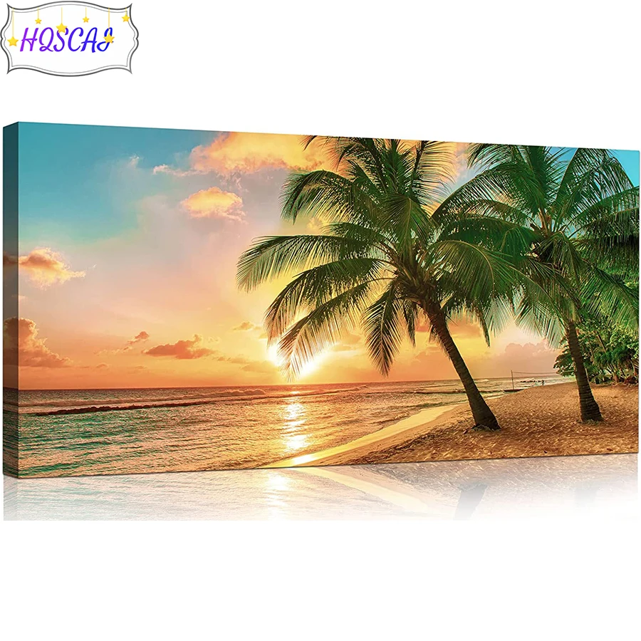 5D DIY sunset, seaside scenery full round square Diamond Painting Cross Stitch Diamond Embroidery New Handicrafts Home Decor