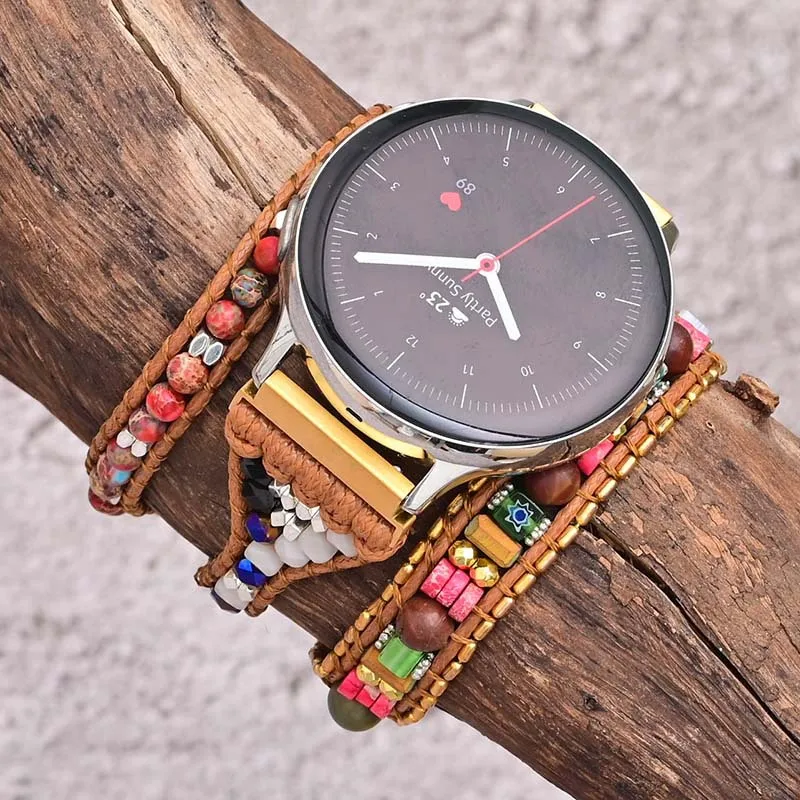 22mm 20mm Bohemian Watch Strap For Galaxy Watch 4 Strap 44mm women gemstone bracelet For Huawei Amazfit GTS 2 3 Pro GTR gt2pro