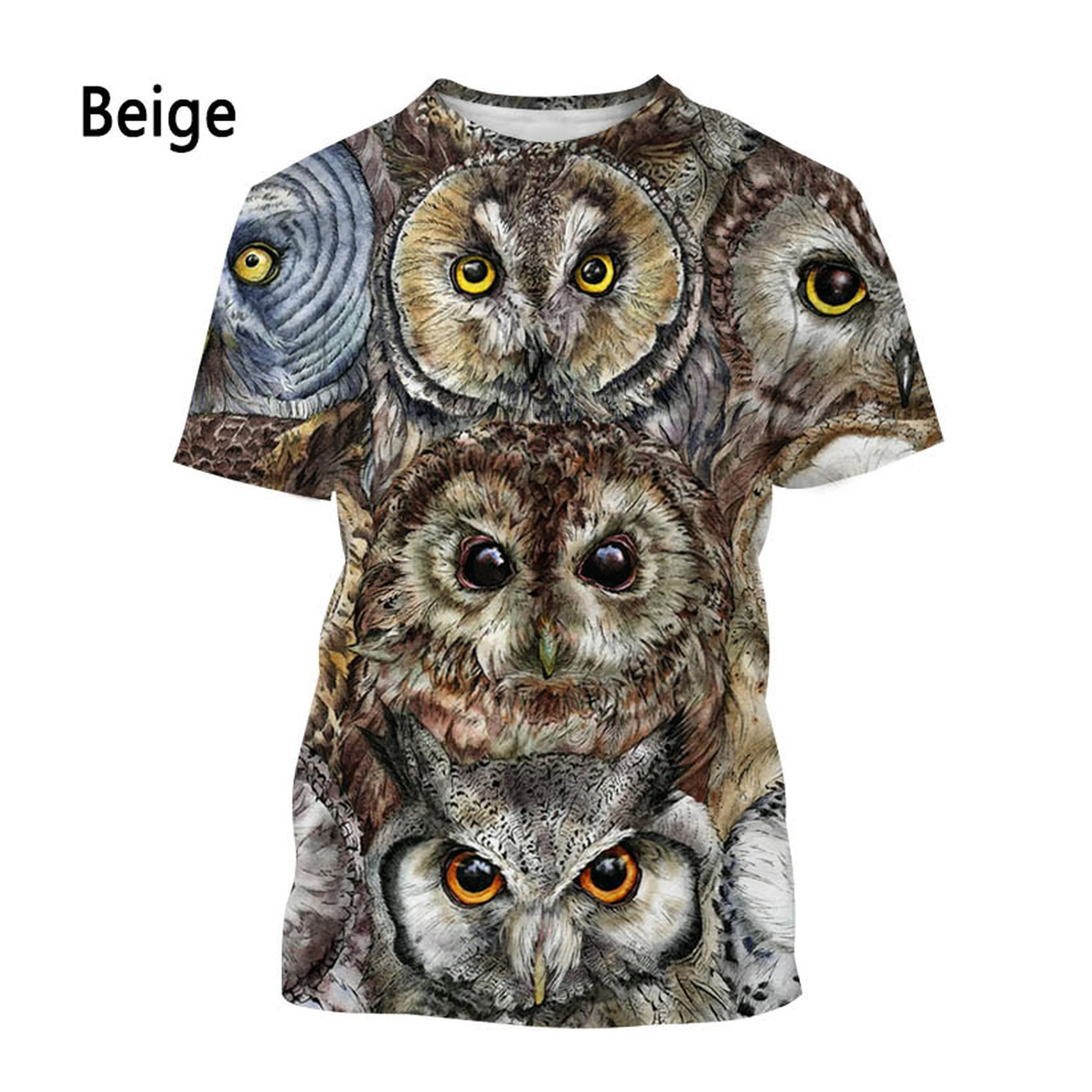

Men's Fashion Owl 3D Printing T-shirt Summer Casual Short Sleeve Animal T-shirt