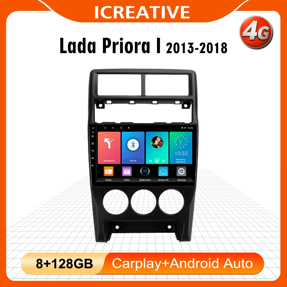 

For LADA Priora I 2013-2018 9inch 4G Carplay 2 Din Android Autoradio GPS Navigation Car Multimedia Player Car Radio Head Unit BT