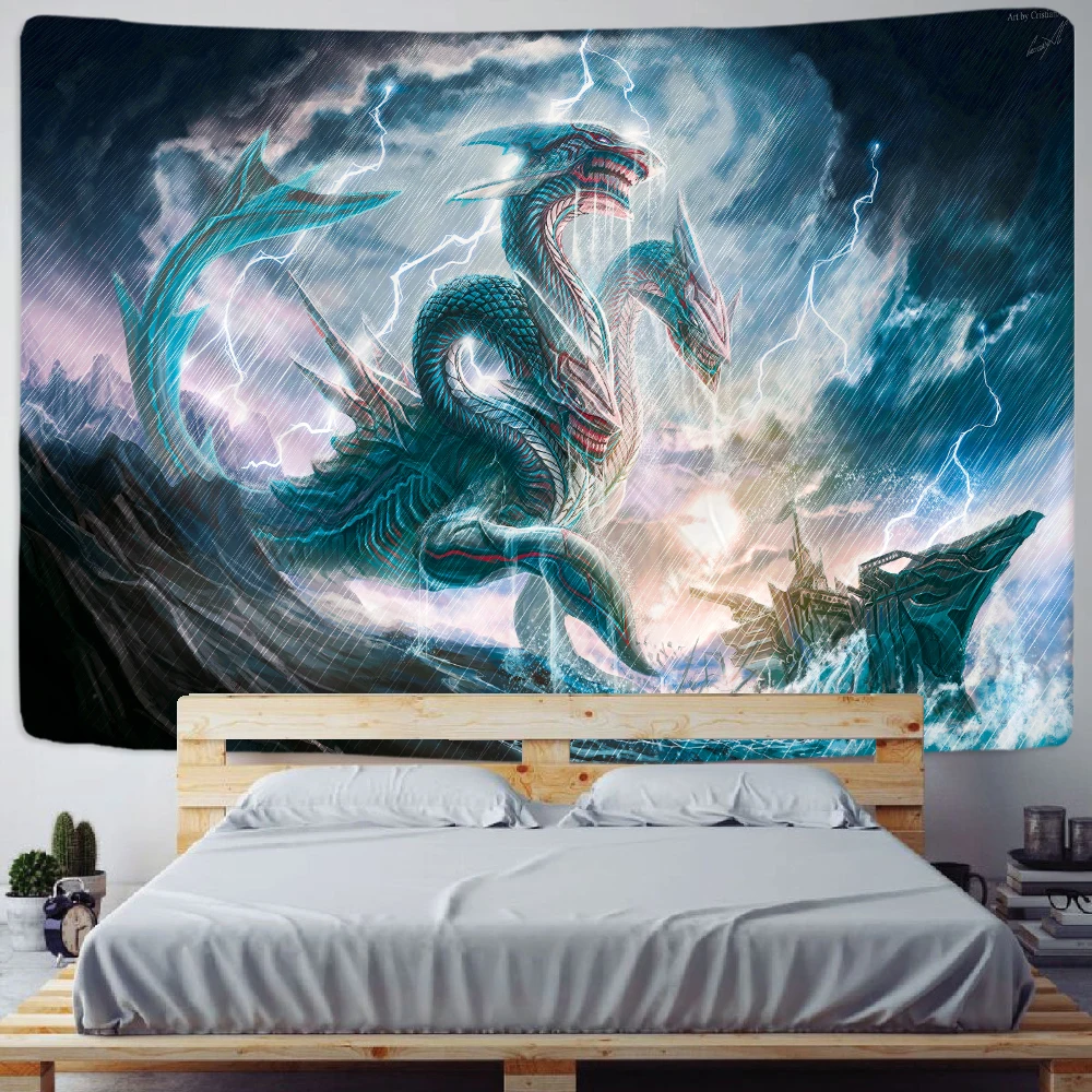 

Home Decor Medieval Dragon Mandala Wall Hanging Tarot Psychedelic Scene Printed Tapestry Hippie Boho Beach Towel tapiz