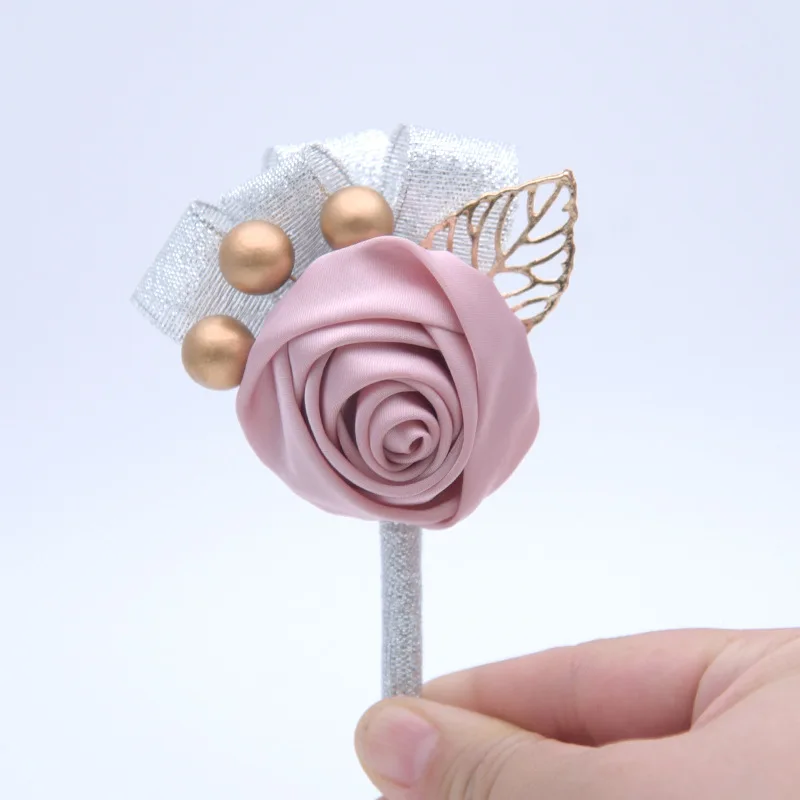 

Men's Wedding Boutonnieres Pink Rose Flowers Brooch Ceremony Bridesmaid Groomsmen Marriage Wedding Accessories