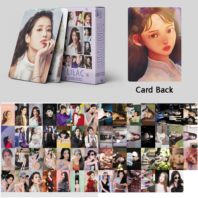 

55Pcs/box Kpop IU LILAC Photo Album Photocards Double HD Print IU Lomo Cards for Fans Collection Idol Gift New