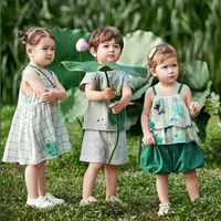2022 baby summer clothes brother and sister matching outfits toddler boys girl topbottom set girls dresses kids clothing suit