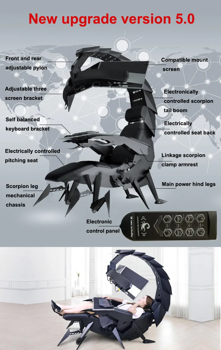Игровое кресло Super Deluxe Racing Gaming Chair Executive Office Adjustable Iw-sk Cluvens Brand Scorpion Zero Gravity Chair (art.: 3920db9893cb4) - 3920db9893cb4