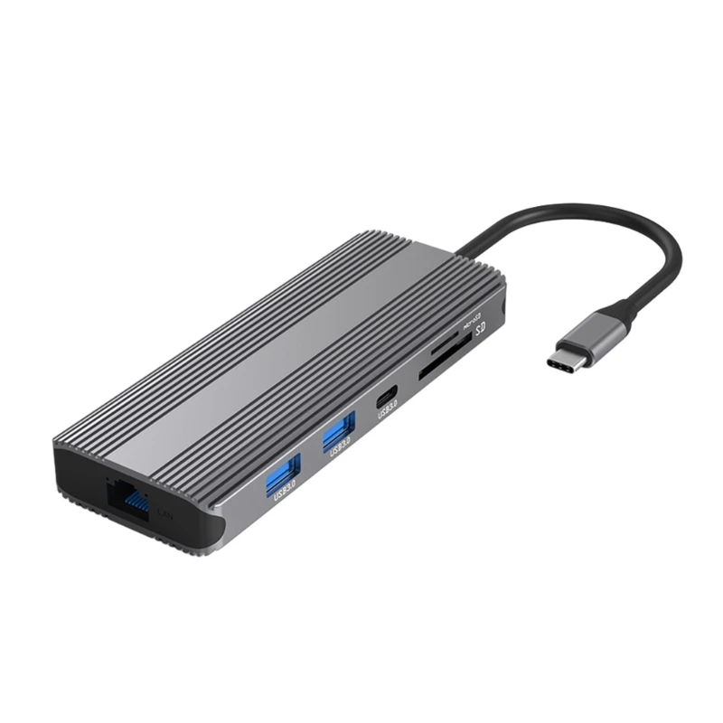 

10-Port TypeC Docking Station 2xHDMI-compatible USB Adapter Hub Rj451000M PD100W