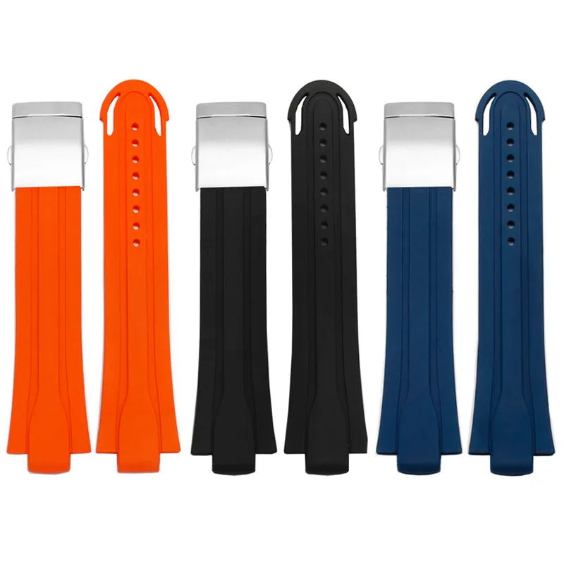 24mm*12mm High QualityLug End Rubber Waterproof Watchband For Oris Wristband Silicone Watch Strap Stainless Steel Folding Clasp