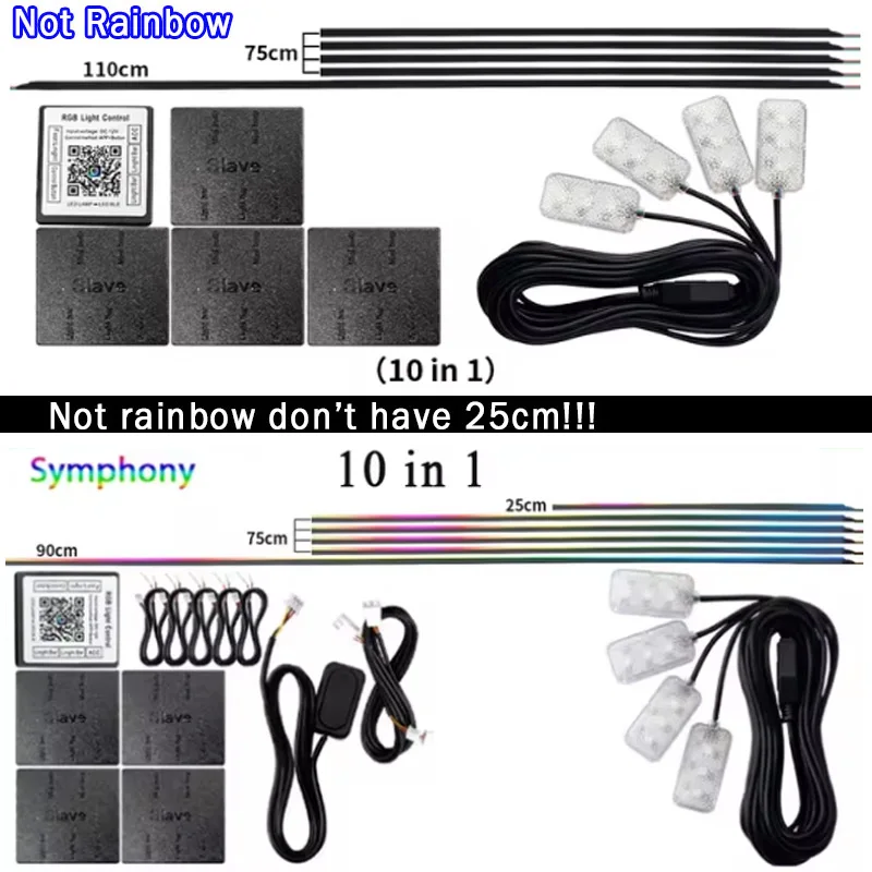 

Светодиодная Лента RGB 213 На 64 Цвета Для Автомобиля, 6/10/14/18 В 1, Акриловые Светильники-шайбы