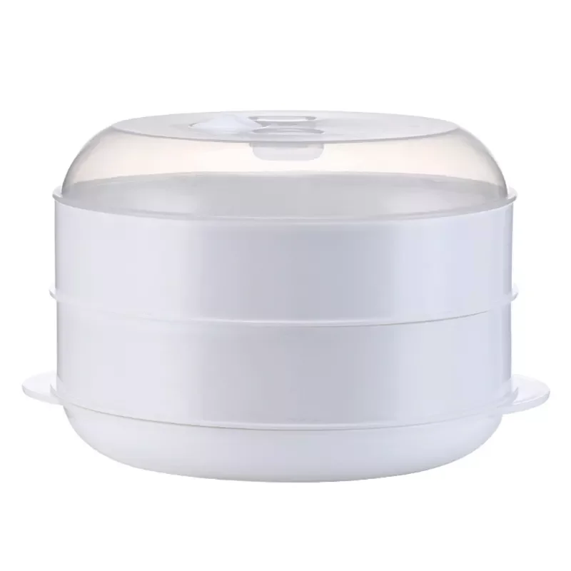 

Round Single/Double Tier Food Steamer Box with Lid For Microwave Oven Kitchen Veggies Fish Cookware Environmental Box