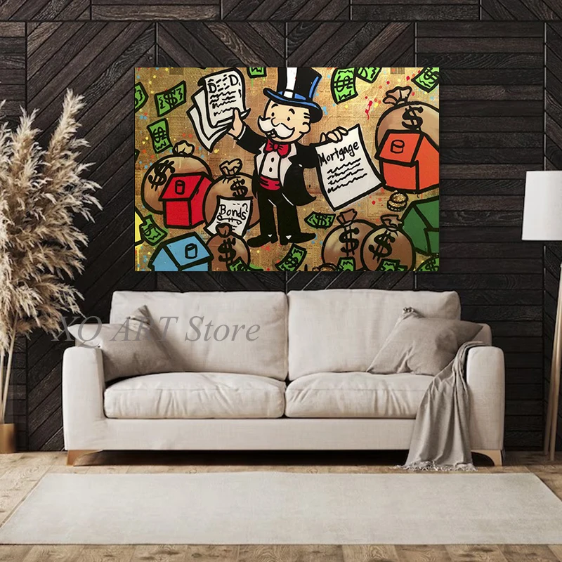 

Cartoon Graffiti Monopoly Millionaire Money Posters Canvas Paintings Graffiti Art Abstract Wall HD Picture Room Home Decoration