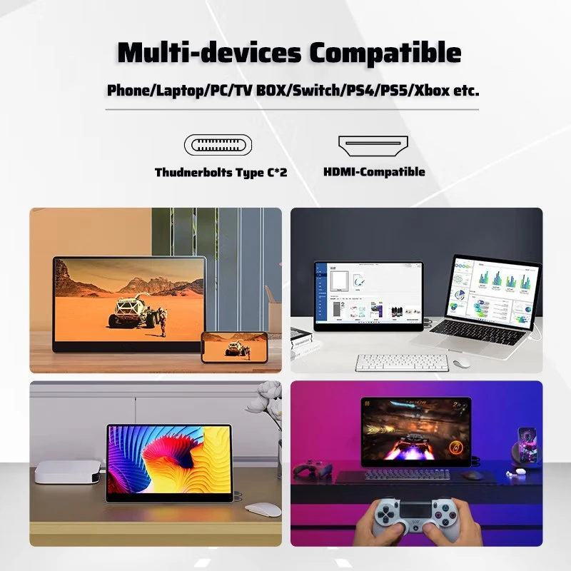 15.6inch 4K Touch Gravity Rotate Portable Monitor Ultra HD Gaming for Tiktok Living Nintendo Switch PS5 Laptop PC Sub Screen