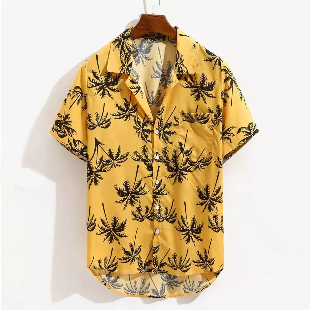 

Men Printed Hawaiian Loose Beachwear Short Sleeve Casual Buttons Shirt Fashion Clothes Designer Shirts Plus Size Dropshipping