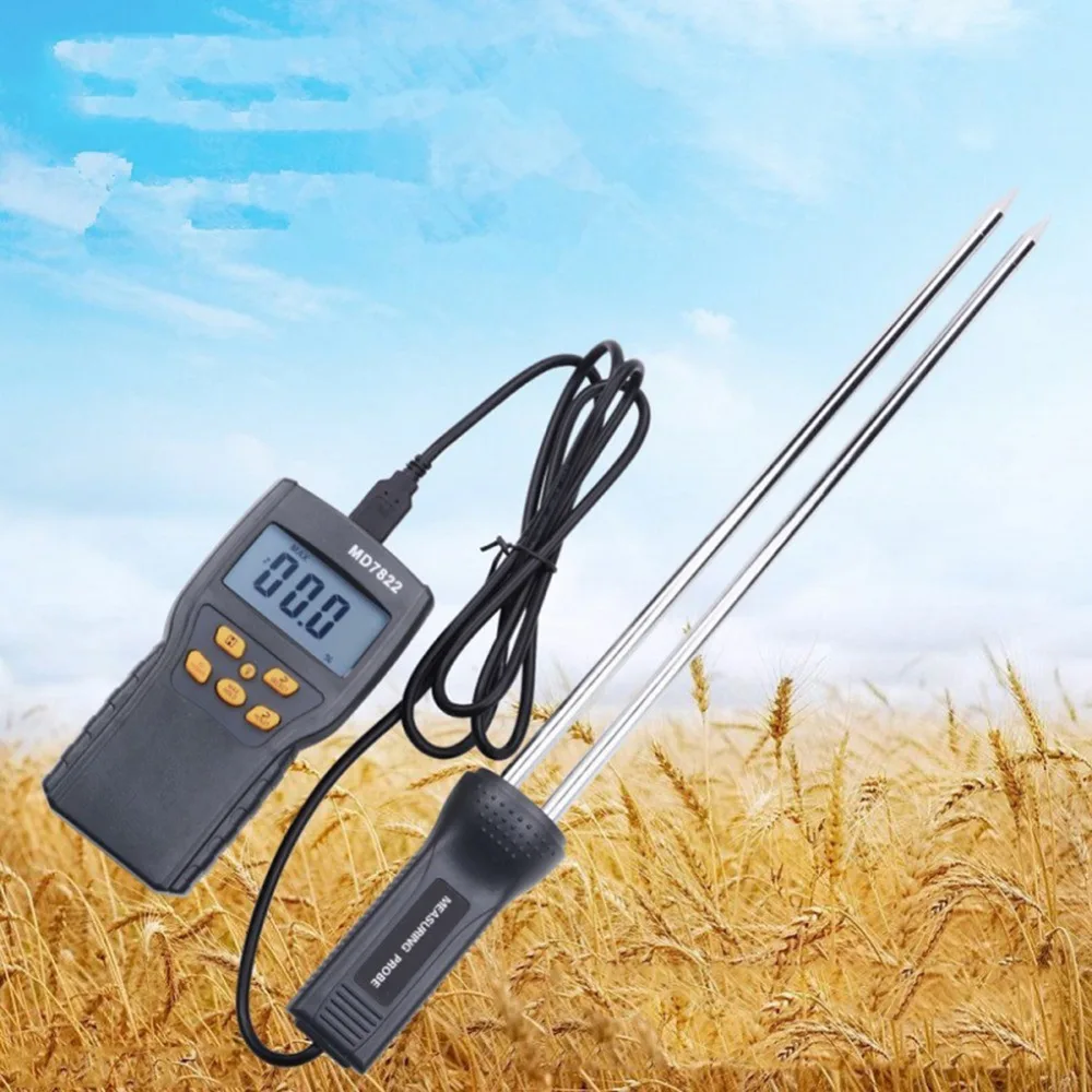 

MD7822 Digital Grain Moisture Meter LCD Display Humidity Tester Contains Wheat Corn Rice Test Hygrometer Damp Detector