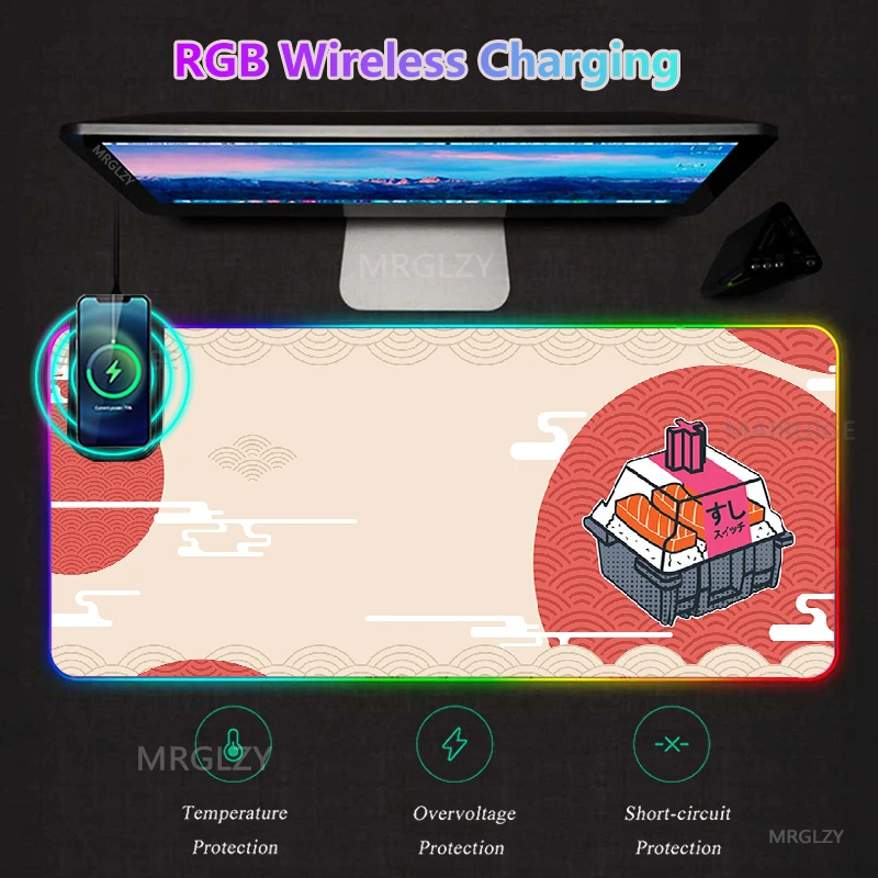 

RGB-светодиодный Светка для мыши, коврик для мыши, коврик для мыши, аксессуары для игр в японском стиле, подсветка XXL, игровой коврик для мыши, коврик для зарядки