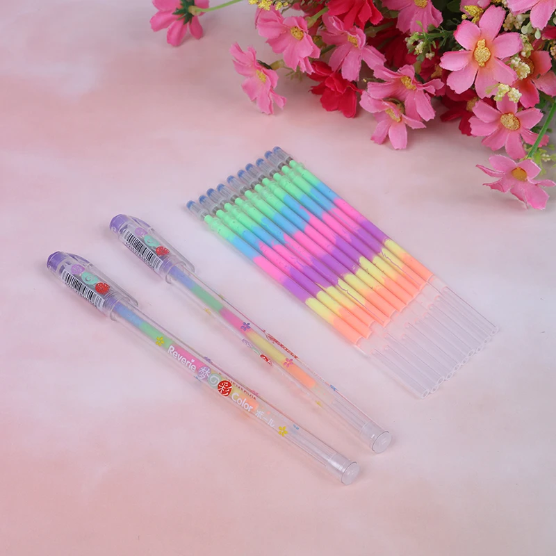 210P Multi Color Rainbow Refill Highlighters Gel Ink Pen School Supplies | Канцтовары для офиса и дома