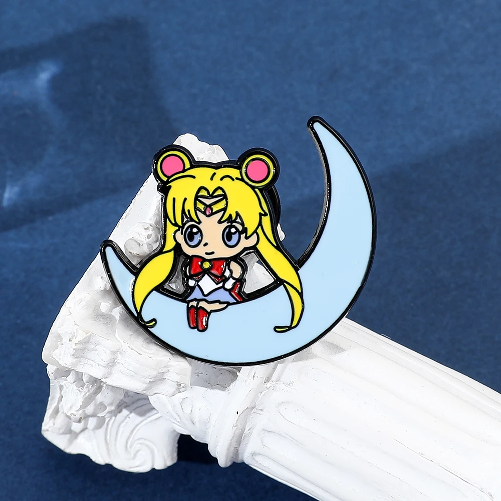 Эмалированные булавки в стиле аниме Сейлор Мун кавайные Металлические Булавки