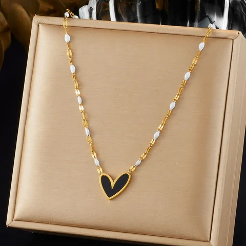 DIEYURO нержавеющая сталь 316L модная красная, черная эмаль кулон в форме сердца белое ожерелье с каплями масла женские классические водонепроницаемые ювелирные изделия подарок