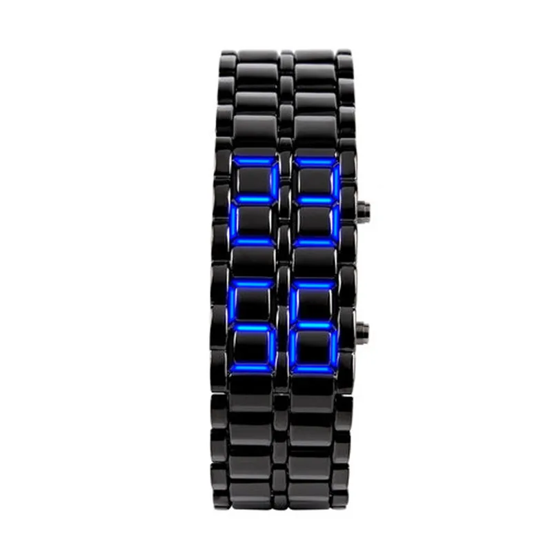 

Women's Men's Volcanic Lava Iron Samurai Metal Faceless Bracelet Sport LED Watch Personalized Digital Display Watch LuxuryDesign