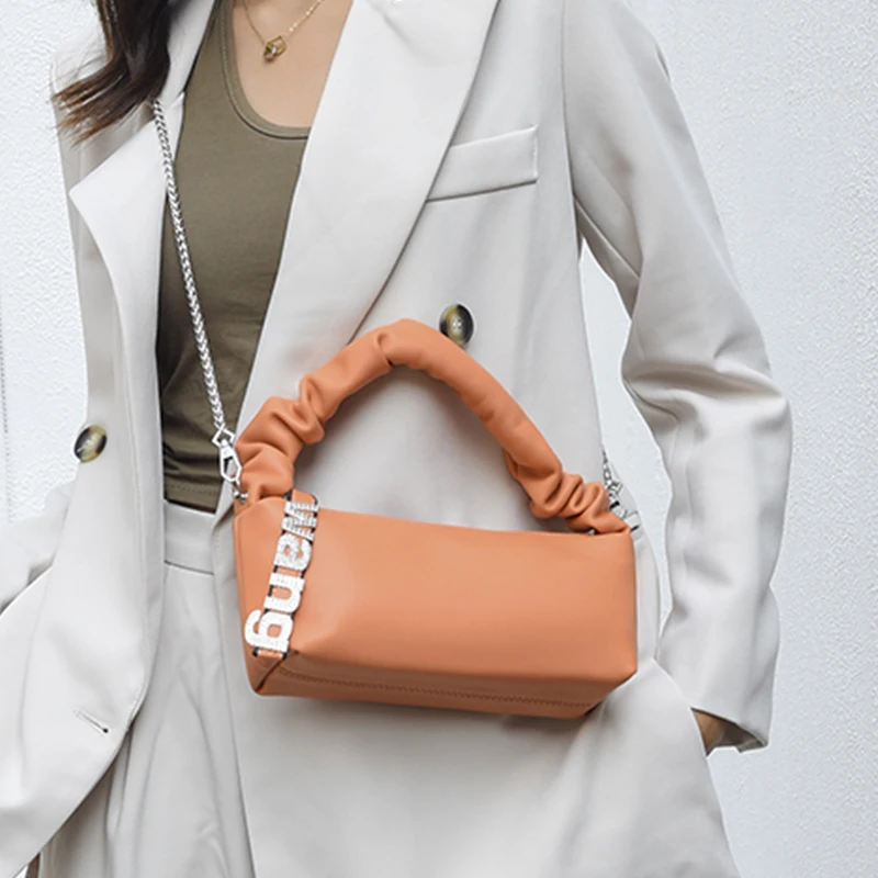 

Luxury bag Bags For Women 2022 Solid Color Shoulder Handbags Female Trend Women's Branded Folds Designer PU Leather Crossbody
