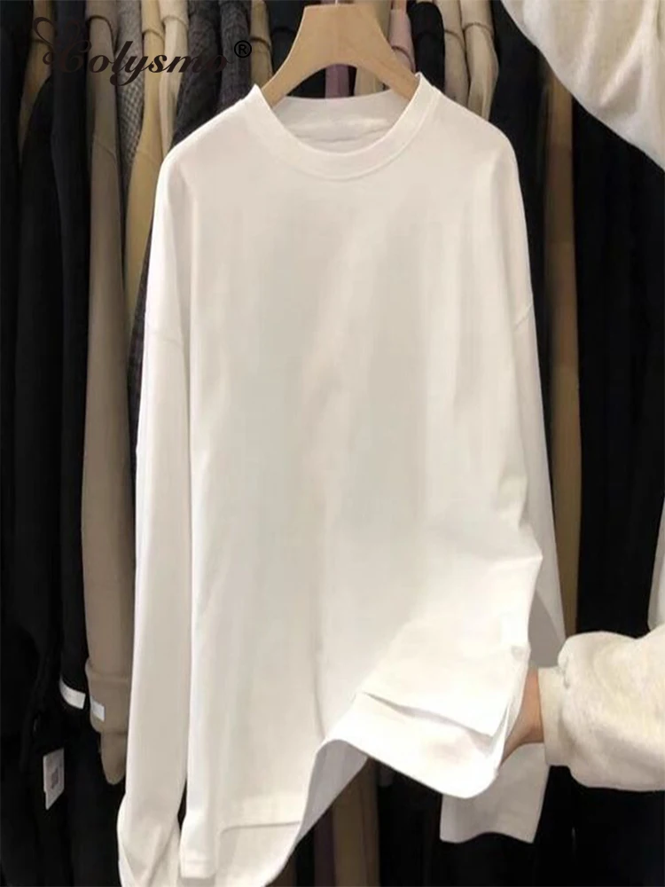 

Colysmo Casual Ribbed Knitted T shirts V Neck Long Sleeve Pullover Solid Slim Fit Top Autumn Fashion Club Basic Tshirt For Women