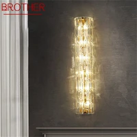 brother postmodern crystal wall lights gold led luxury lamp brass contemporary bedroom fixtures sconces decoration