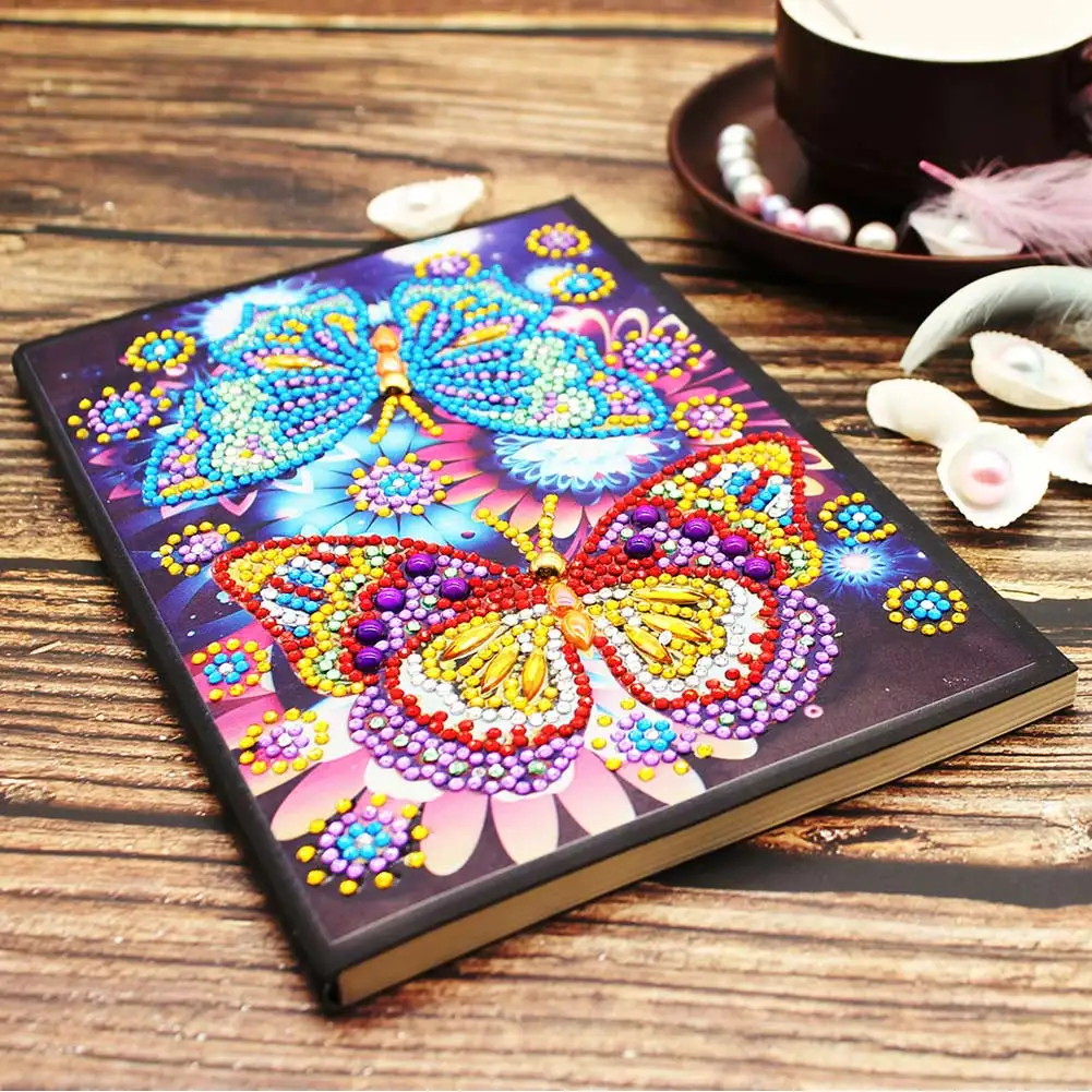 

New 5D DIY Diamond Painting Notebook Posters Wall Art Painting Notebook Number Kit Rhinestone Pictures Arts Home Decor Butterfly