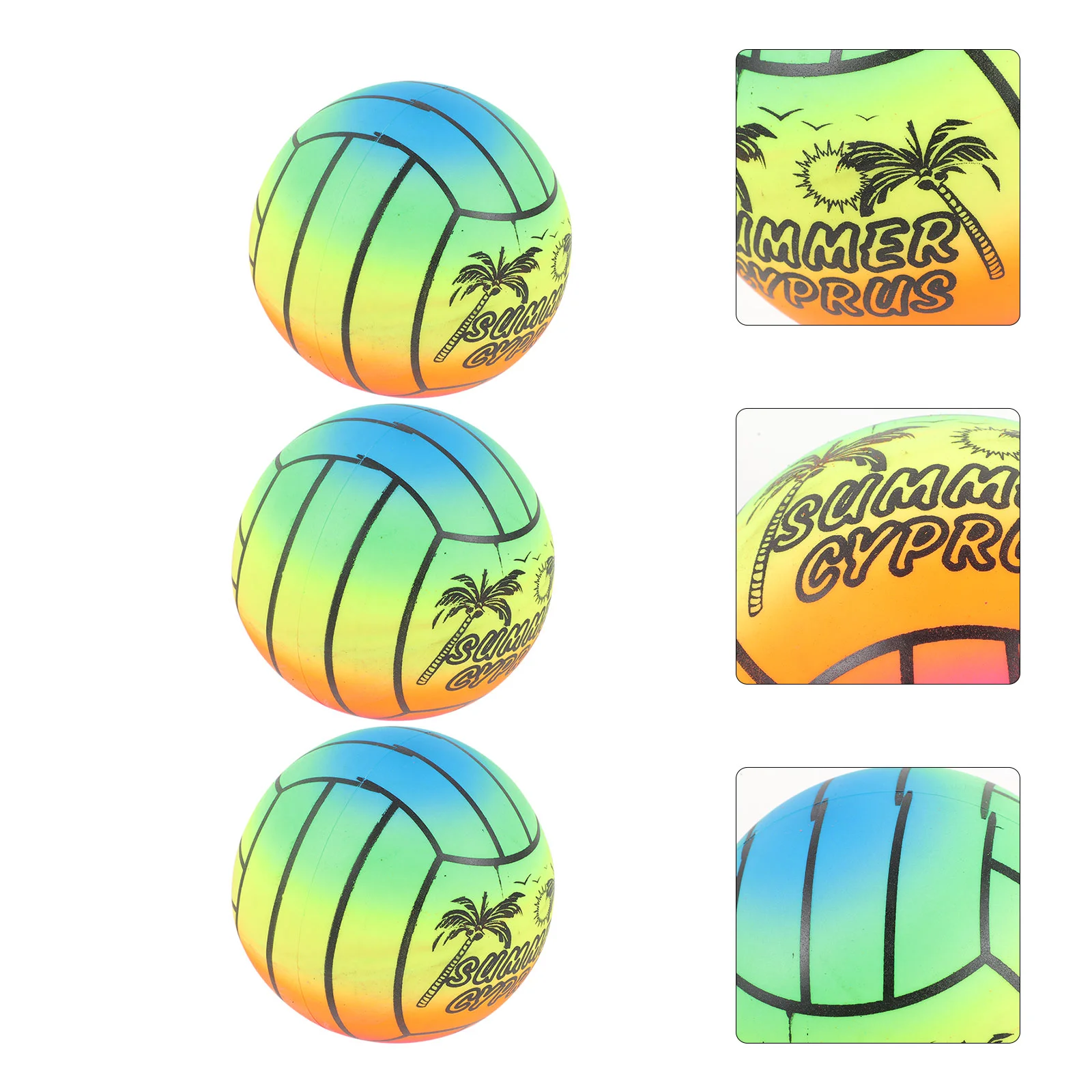 

3 16 Rainbow Balls Beach Play Balls Kickball Flap Balls for Outdoor Indoor Playground Activities ( Random Pattern )